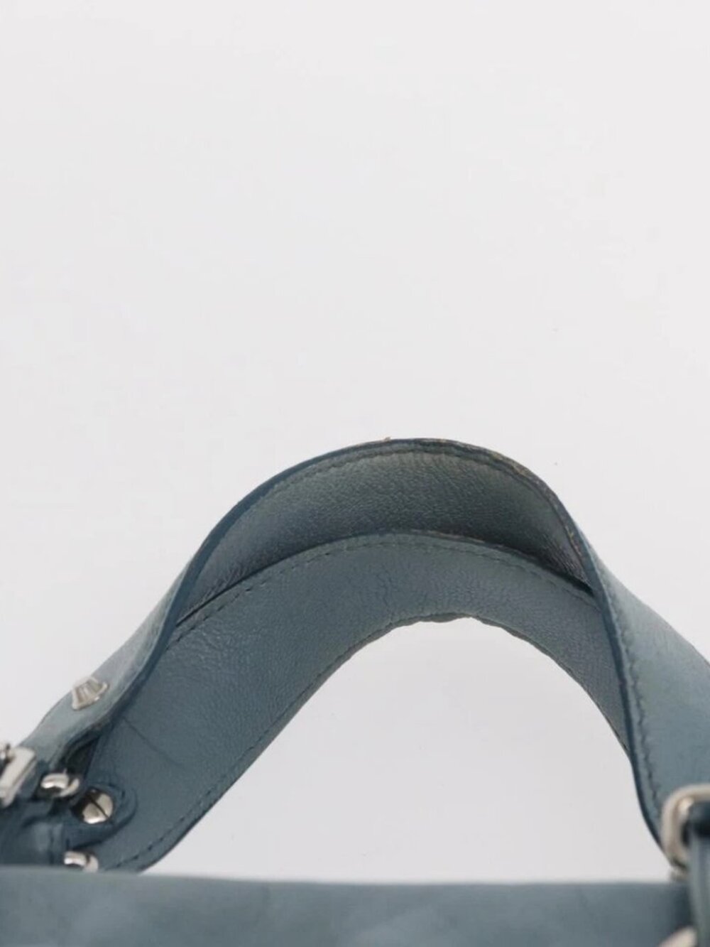 BALENCIAGA Hand Bag Leather Light Blue Silver Auth - Picture 12 of 16